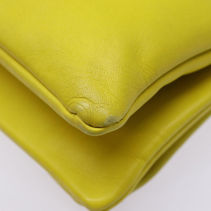 Celine Trio Large Shoulder Bag Leather Yellow Gold Auth 88116