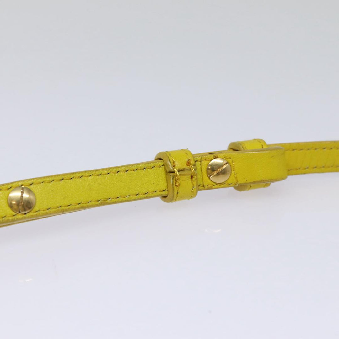 Celine Trio Large Shoulder Bag Leather Yellow Gold Auth 88116