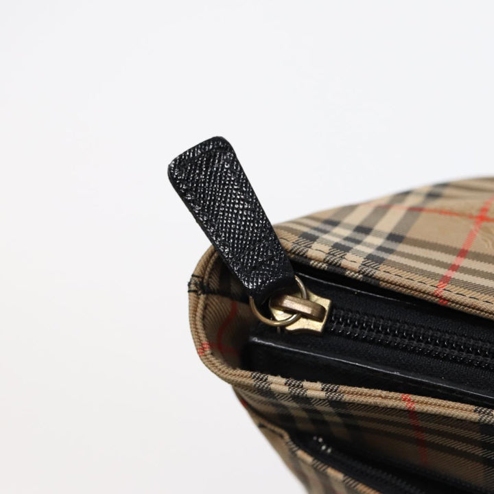 Burberry Nova Check Hand Bag Canvas Leather Beige Gold Auth 88122