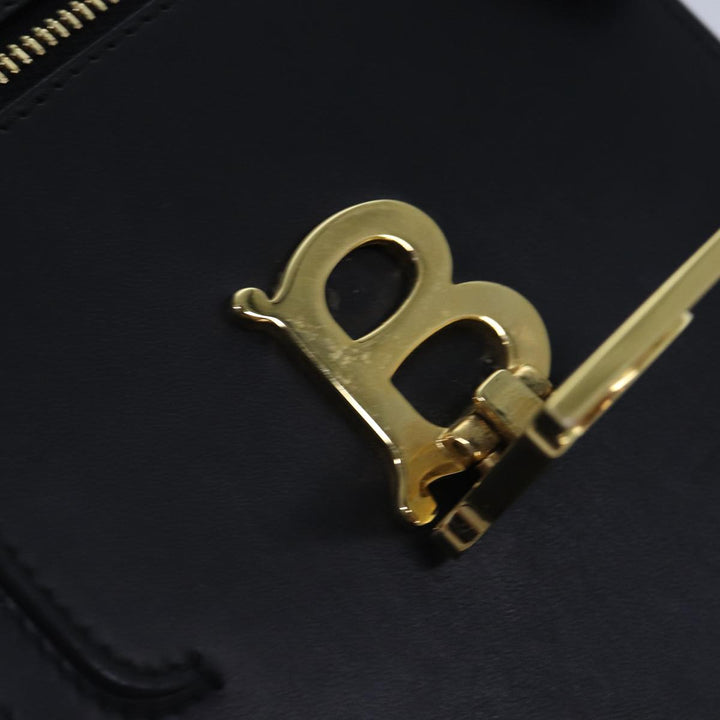 Burberry Shoulder Bag Leather Black Gold Auth 88126