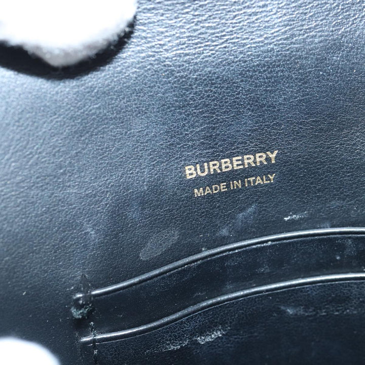 Burberry Shoulder Bag Leather Black Gold Auth 88126