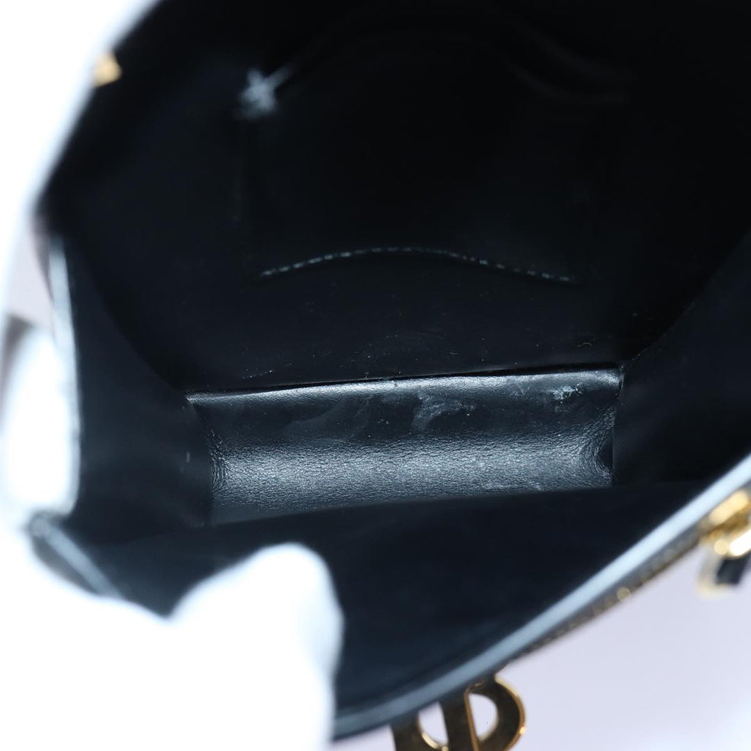 Burberry Shoulder Bag Leather Black Gold Auth 88126