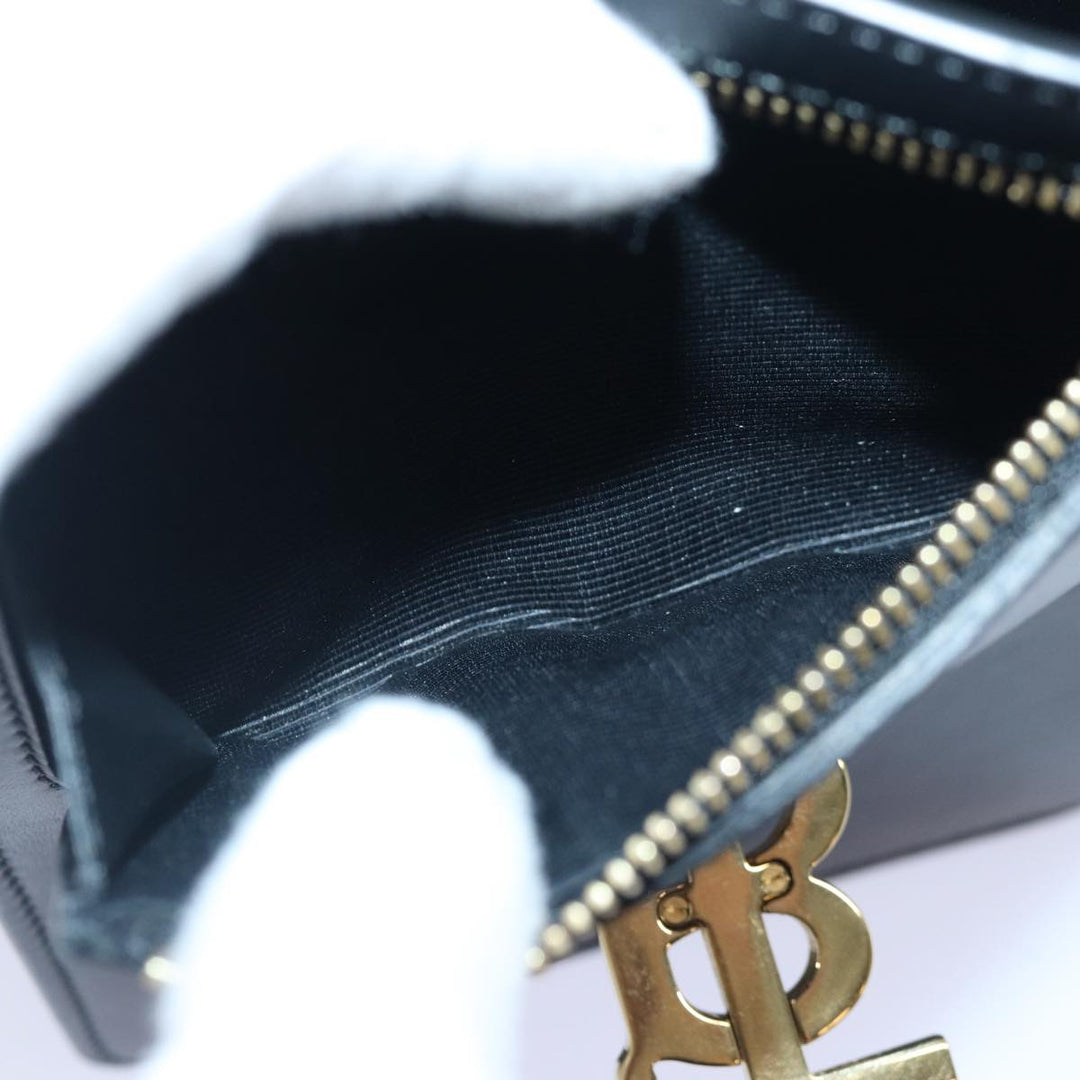 Burberry Shoulder Bag Leather Black Gold Auth 88126