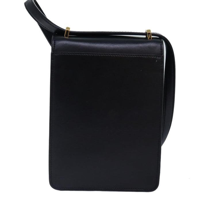 Burberry Shoulder Bag Leather Black Gold Auth 88126