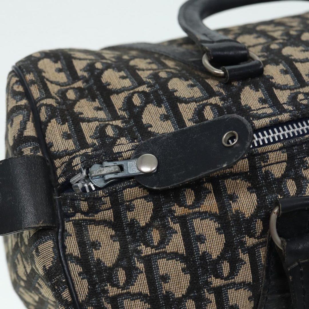 CHRISTIAN Top quality Dior Trotter Canvas Hand Bag Navy Silver Auth 88131