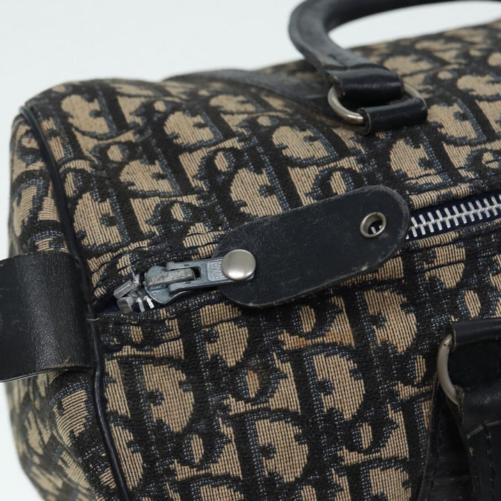 CHRISTIAN Top quality Dior Trotter Canvas Hand Bag Navy Silver Auth 88131