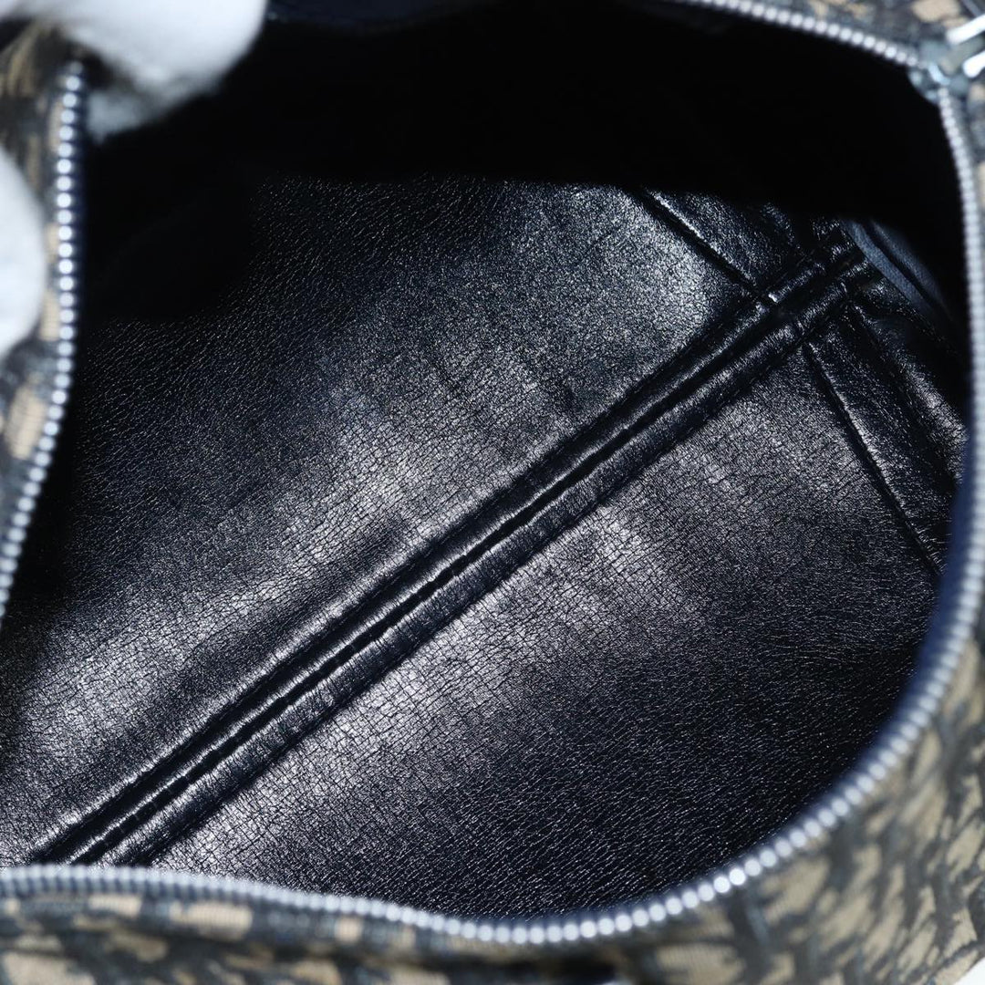 CHRISTIAN Top quality Dior Trotter Canvas Hand Bag Navy Silver Auth 88131