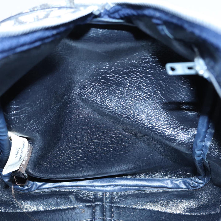 CHRISTIAN Top quality Dior Trotter Canvas Hand Bag Navy Silver Auth 88131