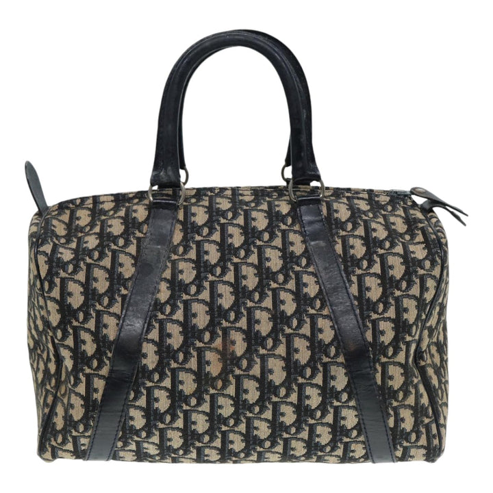 CHRISTIAN Top quality Dior Trotter Canvas Hand Bag Navy Silver Auth 88131
