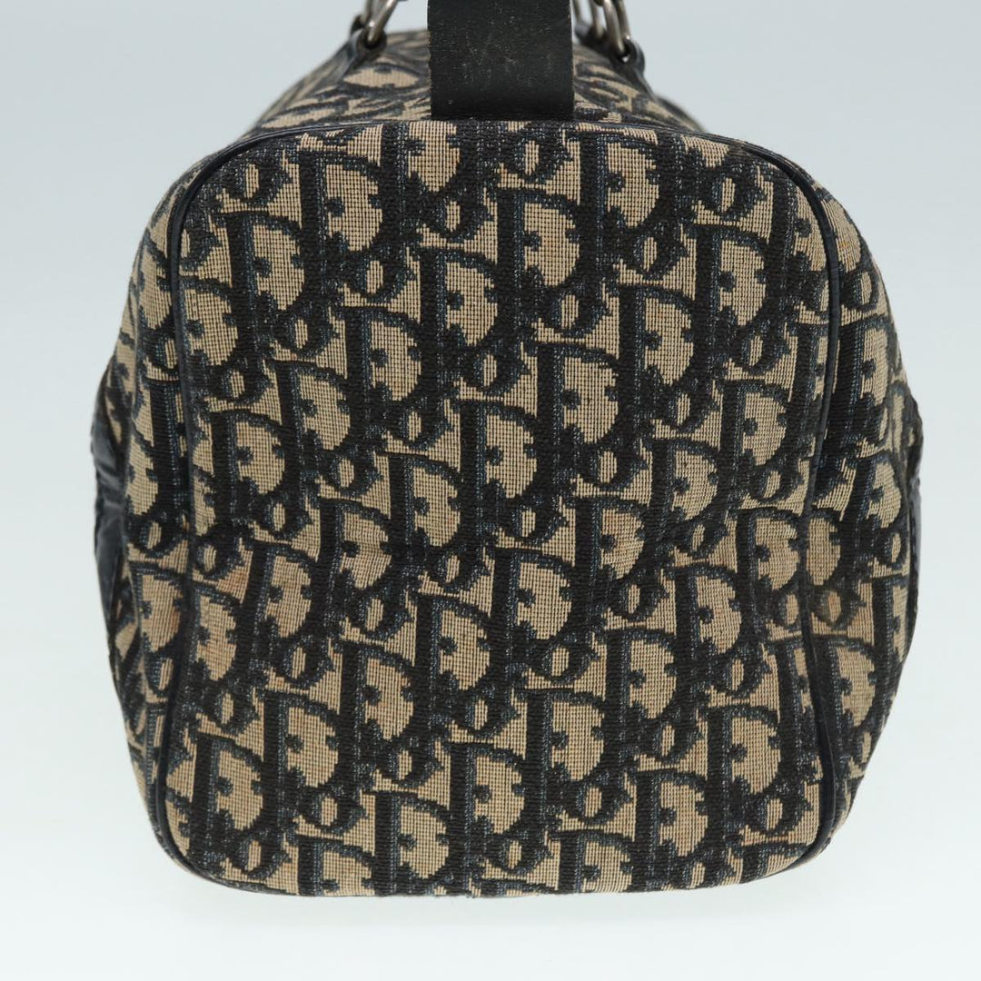 CHRISTIAN Top quality Dior Trotter Canvas Hand Bag Navy Silver Auth 88131