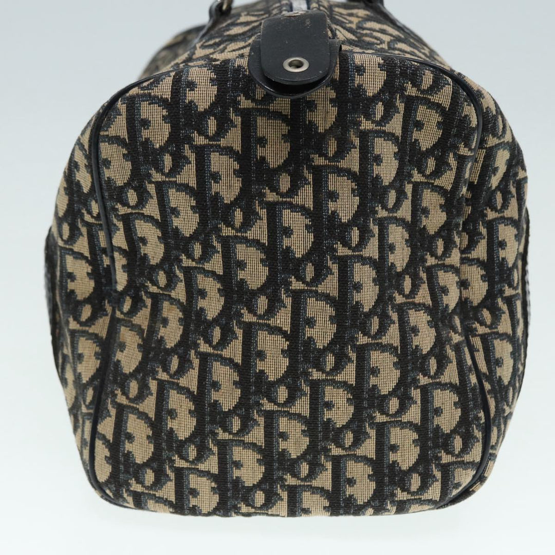 CHRISTIAN Top quality Dior Trotter Canvas Hand Bag Navy Silver Auth 88131