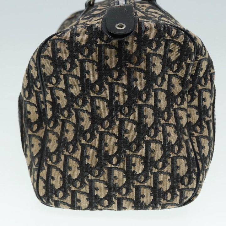 CHRISTIAN Top quality Dior Trotter Canvas Hand Bag Navy Silver Auth 88131