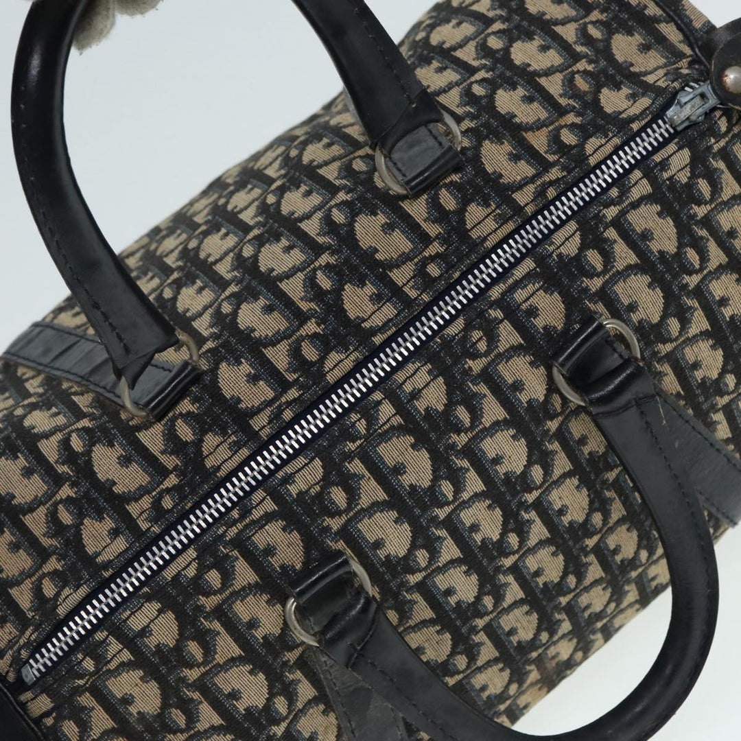 CHRISTIAN Top quality Dior Trotter Canvas Hand Bag Navy Silver Auth 88131