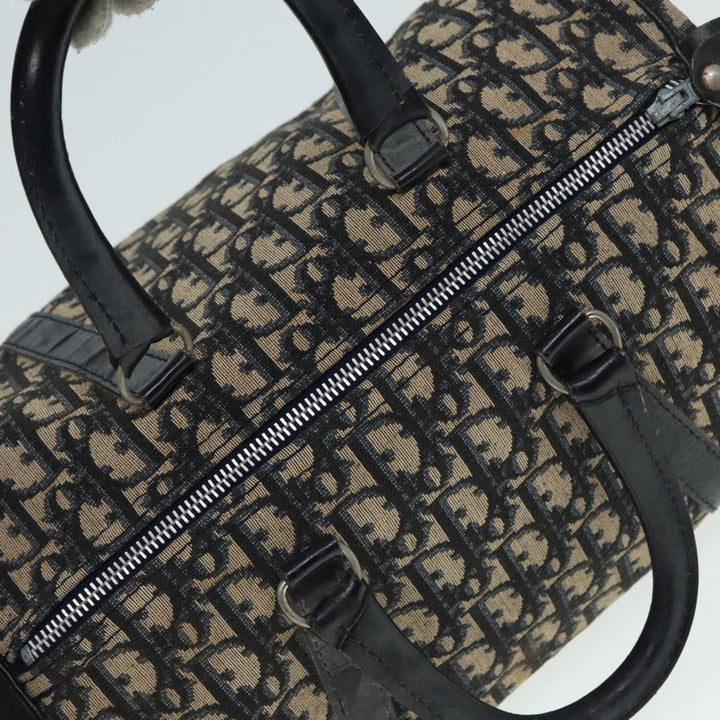 CHRISTIAN Top quality Dior Trotter Canvas Hand Bag Navy Silver Auth 88131
