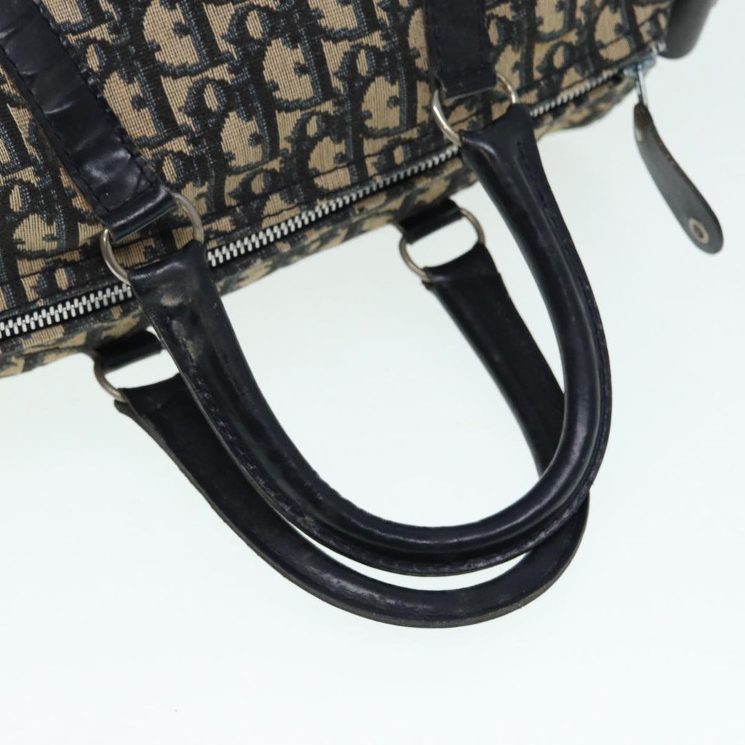 CHRISTIAN Top quality Dior Trotter Canvas Hand Bag Navy Silver Auth 88131