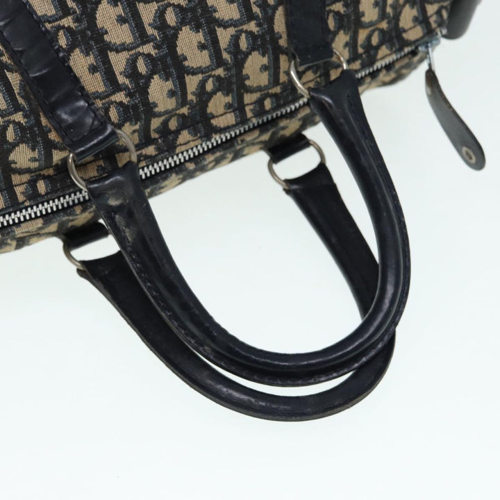 CHRISTIAN Top quality Dior Trotter Canvas Hand Bag Navy Silver Auth 88131