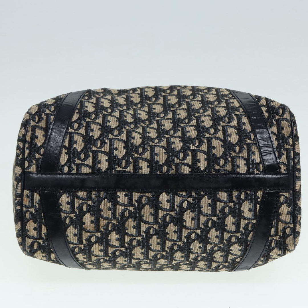 CHRISTIAN Top quality Dior Trotter Canvas Hand Bag Navy Silver Auth 88131