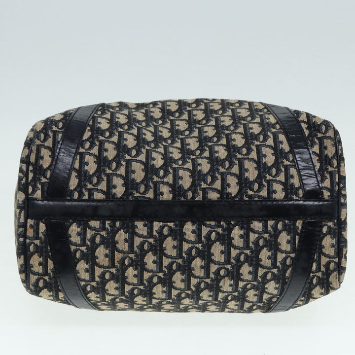 CHRISTIAN Top quality Dior Trotter Canvas Hand Bag Navy Silver Auth 88131