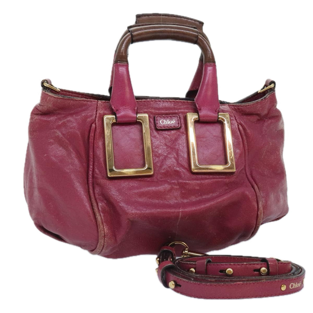 Chloe Etel Shoulder Bag Leather 2way Pink Gold 88188