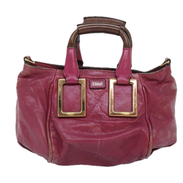 Chloe Etel Shoulder Bag Leather 2way Pink Gold 88188