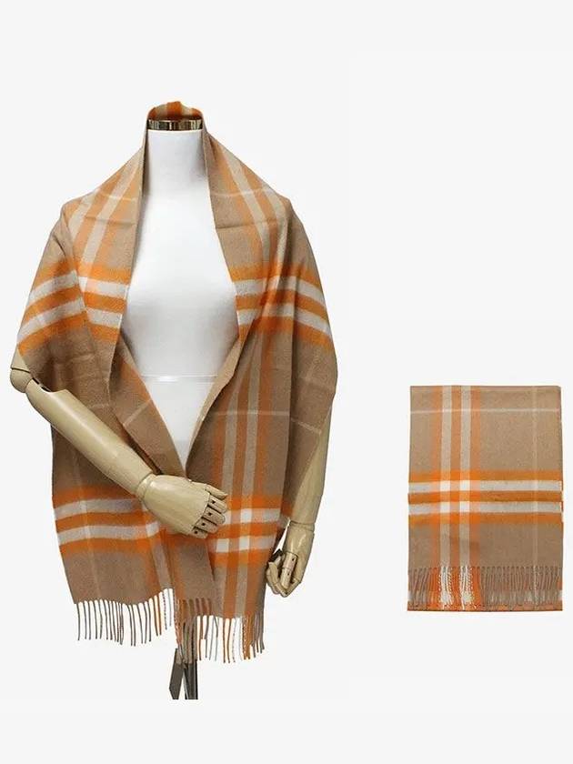 Burberry Classic Check Cashmere Scarf Camel Orange