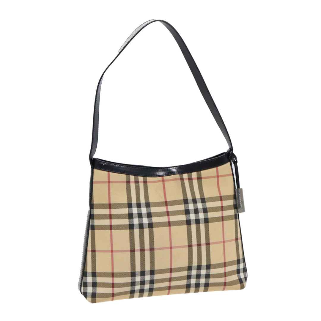 Burberry Nova Check Shoulder Bag PVC Beige Auth 88400