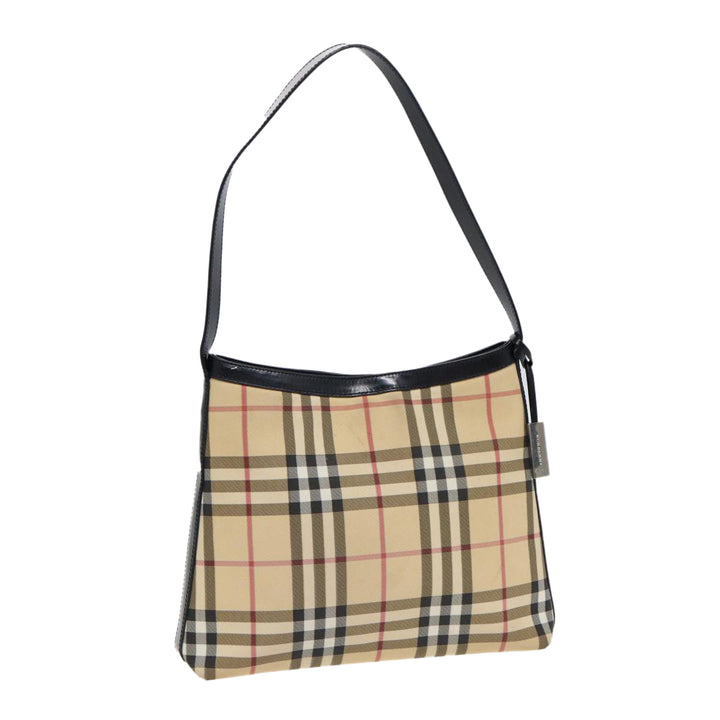 Burberry Nova Check Shoulder Bag PVC Beige Auth 88400