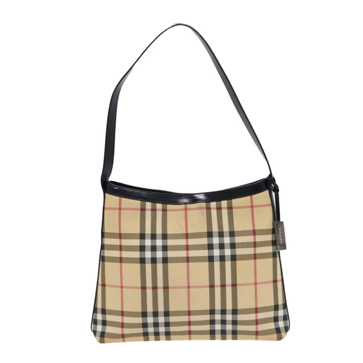 Burberry Nova Check Shoulder Bag PVC Beige Auth 88400