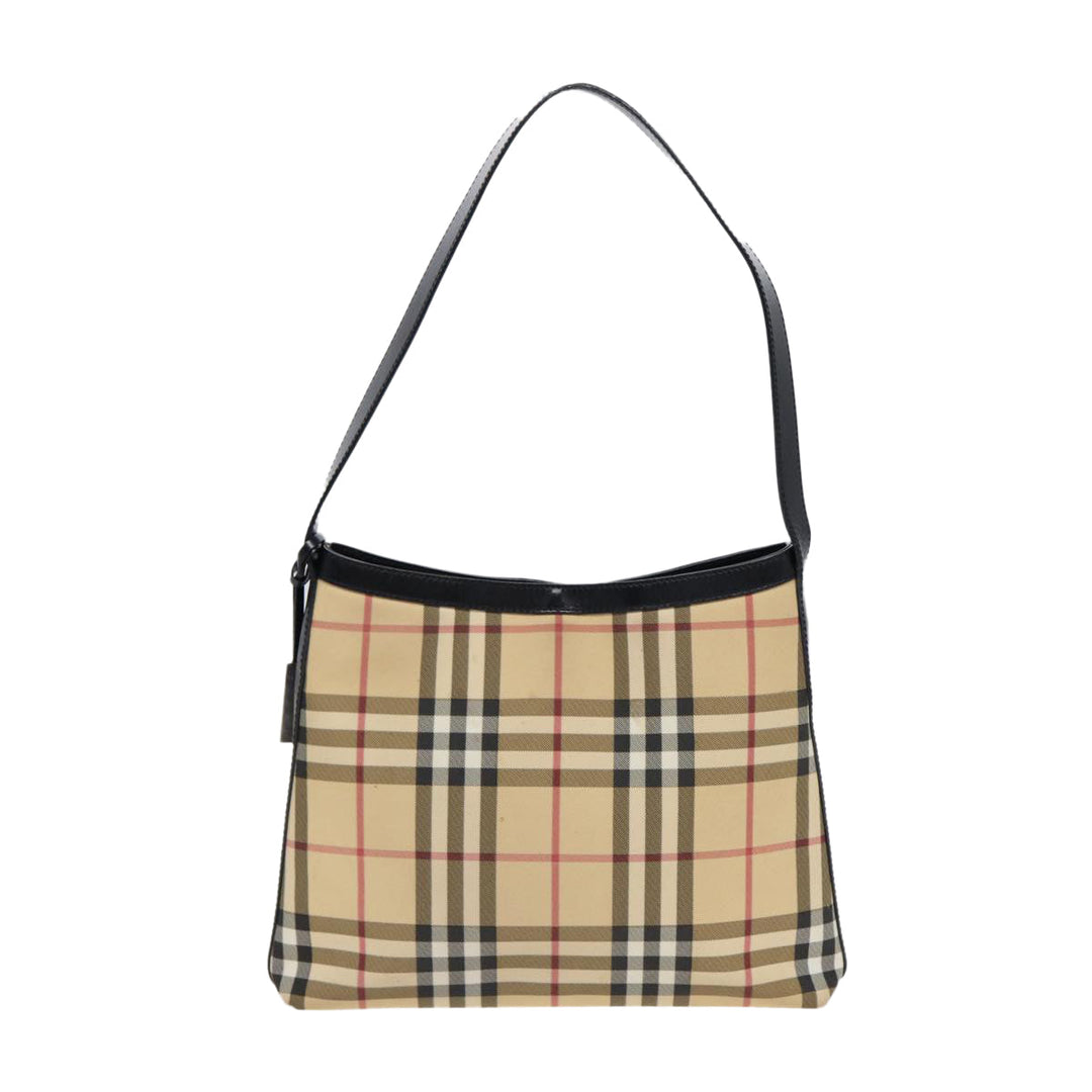 Burberry Nova Check Shoulder Bag PVC Beige Auth 88400