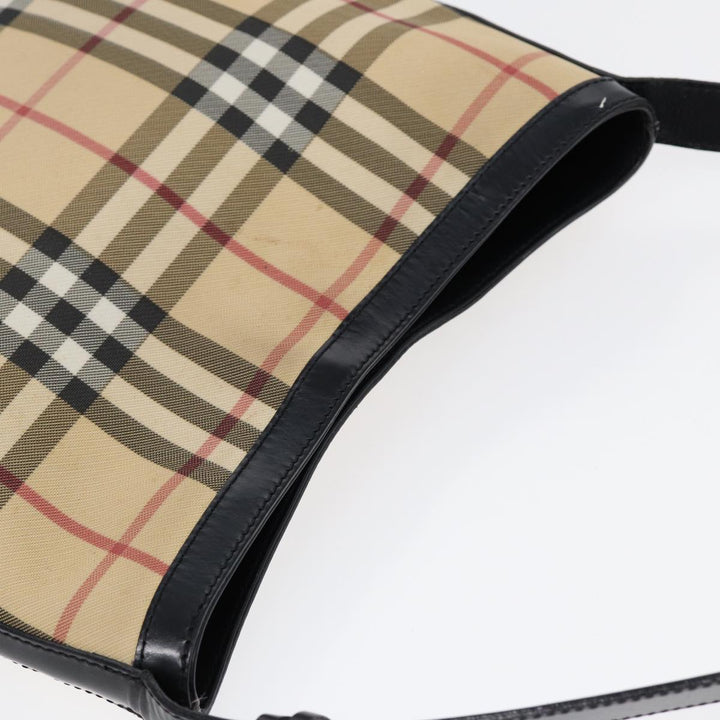 Burberry Nova Check Shoulder Bag PVC Beige Auth 88400