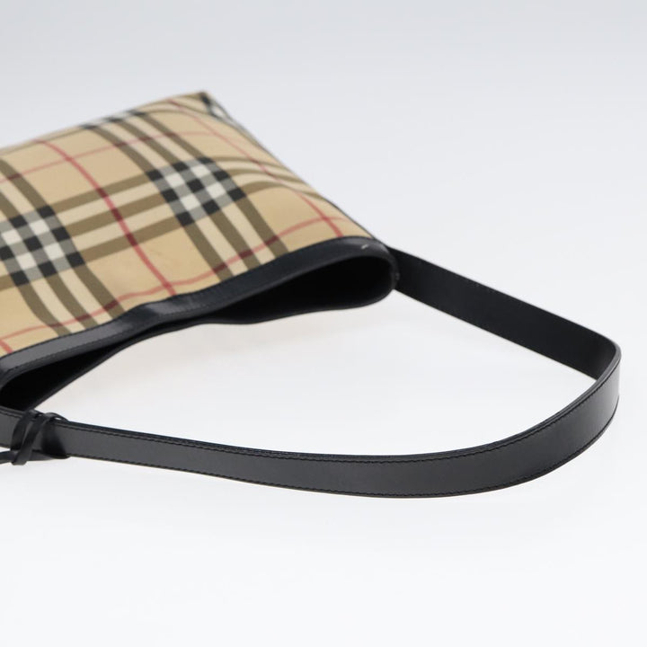 Burberry Nova Check Shoulder Bag PVC Beige Auth 88400