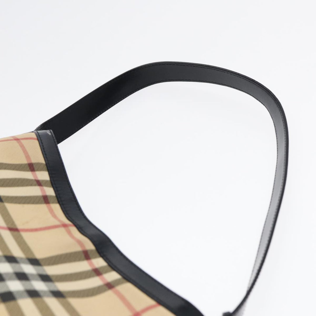 Burberry Nova Check Shoulder Bag PVC Beige Auth 88400