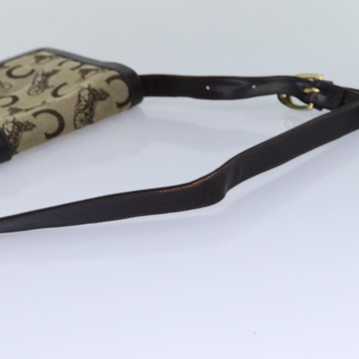 Celine C Saluki Shoulder Bag Canvas Beige Auth 88426