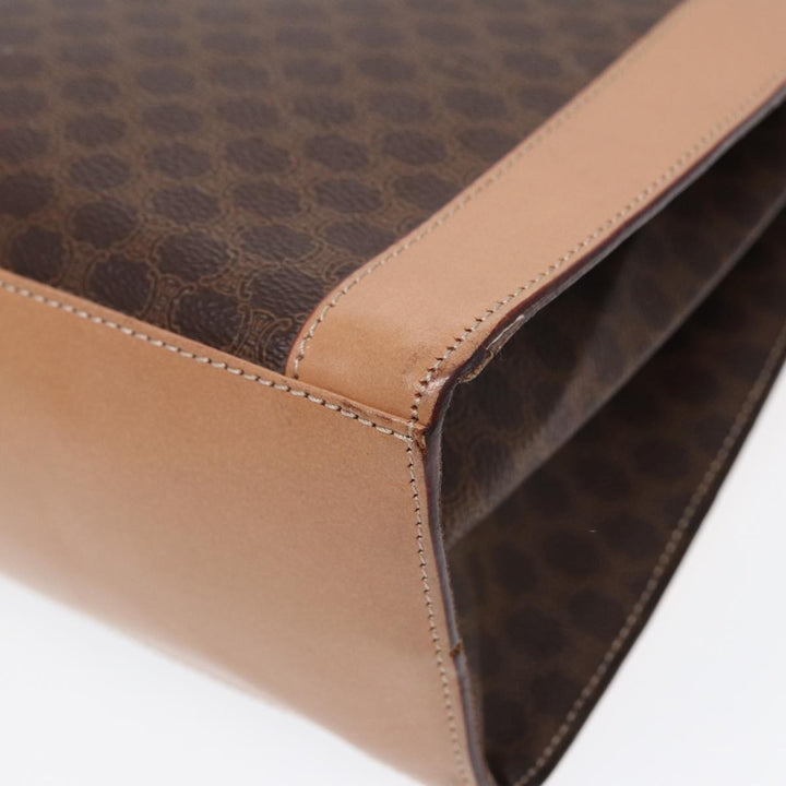 Celine Macadam Canvas Shoulder Bag PVC Leather Brown Auth 88427