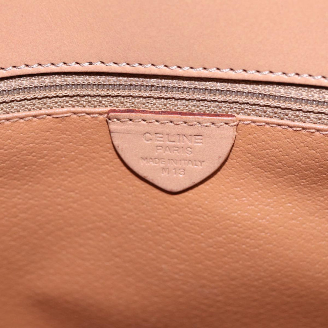 Celine Macadam Canvas Shoulder Bag PVC Leather Brown Auth 88427