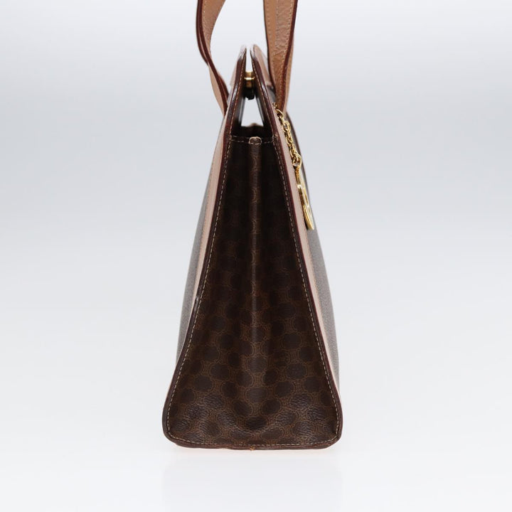 Celine Macadam Canvas Shoulder Bag PVC Leather Brown Auth 88427