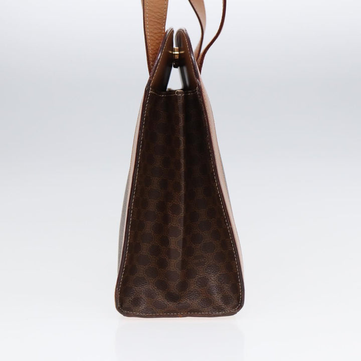 Celine Macadam Canvas Shoulder Bag PVC Leather Brown Auth 88427