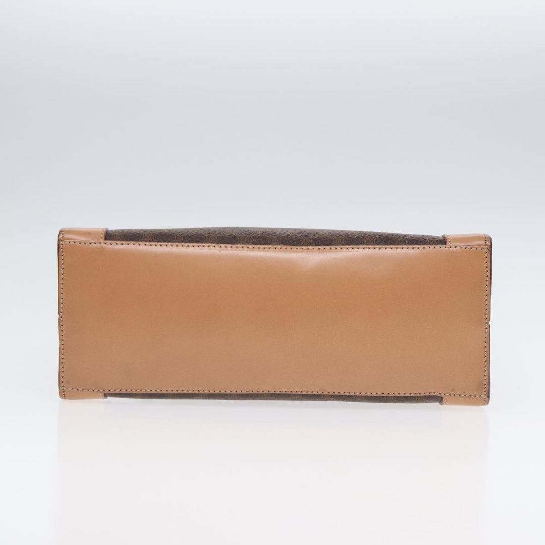 Celine Macadam Canvas Shoulder Bag PVC Leather Brown Auth 88427