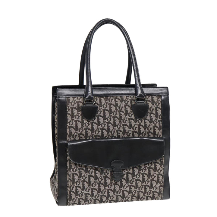 CHRISTIAN Top quality Dior Trotter Canvas Tote Bag Black Auth 88433