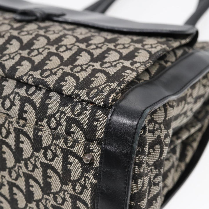 CHRISTIAN Top quality Dior Trotter Canvas Tote Bag Black Auth 88433