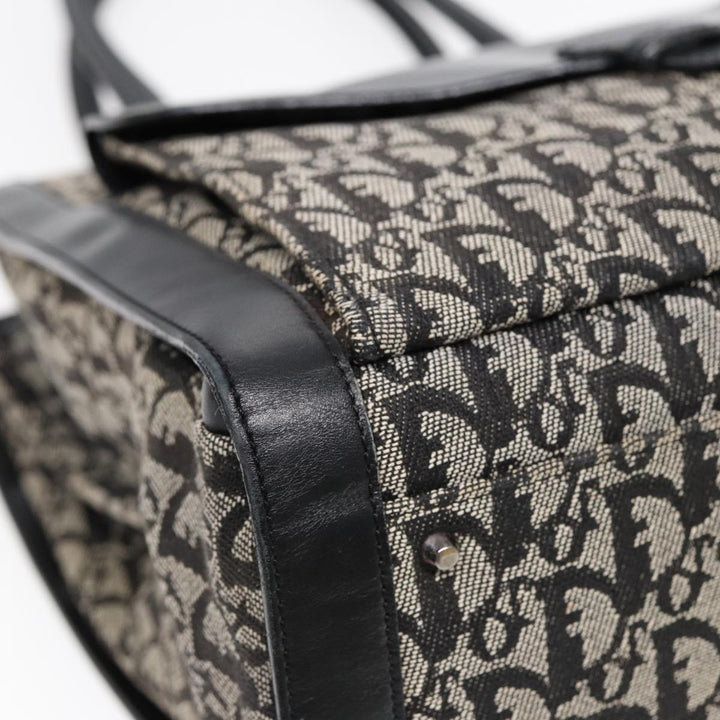 CHRISTIAN Top quality Dior Trotter Canvas Tote Bag Black Auth 88433