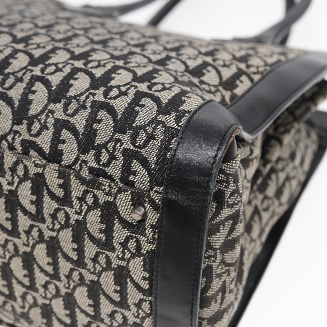 CHRISTIAN Top quality Dior Trotter Canvas Tote Bag Black Auth 88433