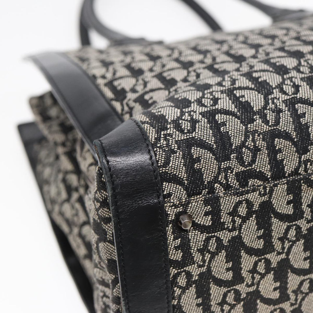 CHRISTIAN Top quality Dior Trotter Canvas Tote Bag Black Auth 88433