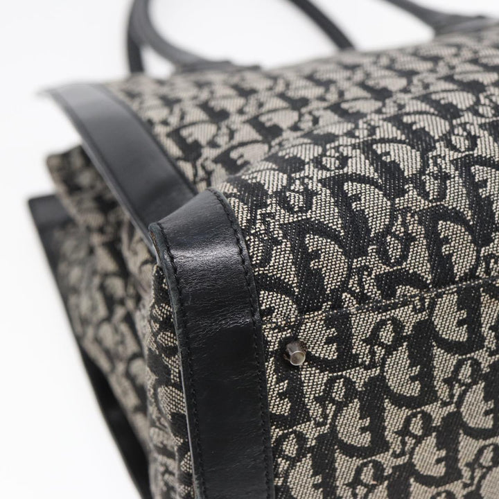 CHRISTIAN Top quality Dior Trotter Canvas Tote Bag Black Auth 88433