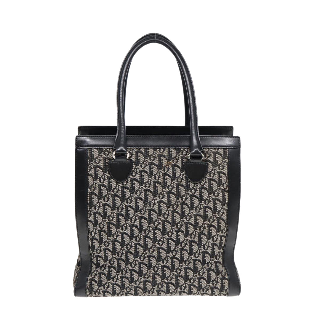 CHRISTIAN Top quality Dior Trotter Canvas Tote Bag Black Auth 88433