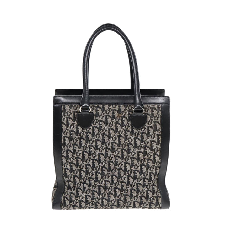 CHRISTIAN Top quality Dior Trotter Canvas Tote Bag Black Auth 88433