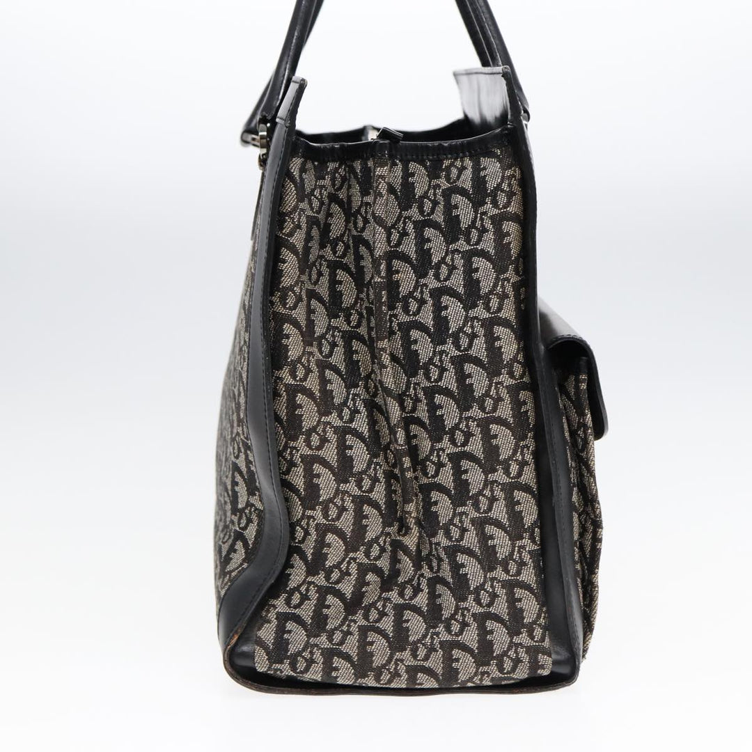 CHRISTIAN Top quality Dior Trotter Canvas Tote Bag Black Auth 88433