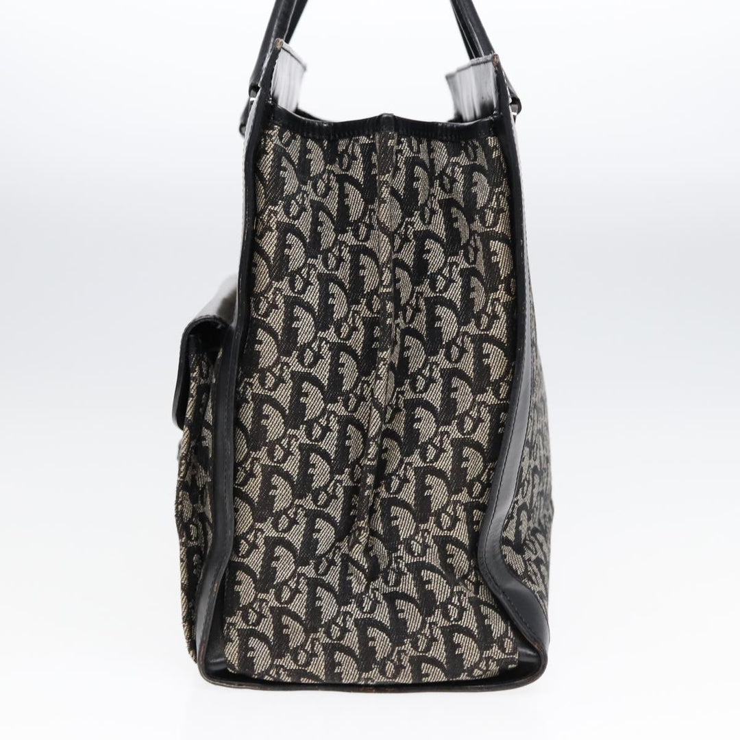 CHRISTIAN Top quality Dior Trotter Canvas Tote Bag Black Auth 88433