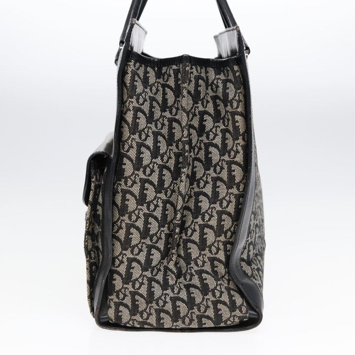 CHRISTIAN Top quality Dior Trotter Canvas Tote Bag Black Auth 88433