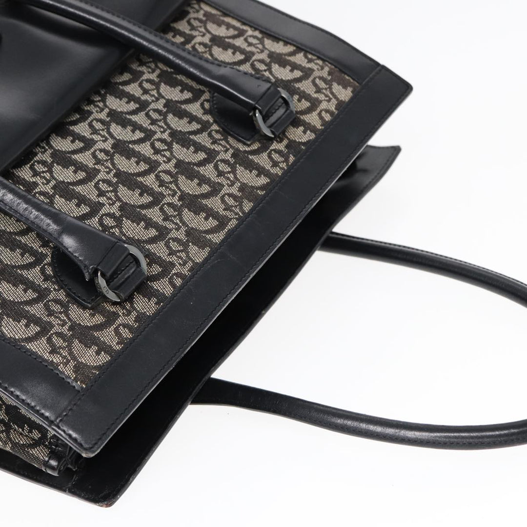 CHRISTIAN Top quality Dior Trotter Canvas Tote Bag Black Auth 88433